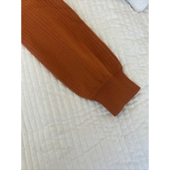 Deep Self Sweater Womens Medium Ruffled Shoulder Peasant Sleeve Ribbed Small - Picture 8 of 12